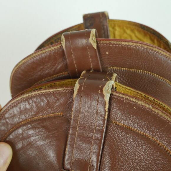 Nocona Men's 11 D Western Boots Vintage USA Brown Leather Embroidered Distressed - Picture 2 of 16